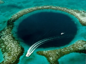 Aerial view of Blue Hole Belize