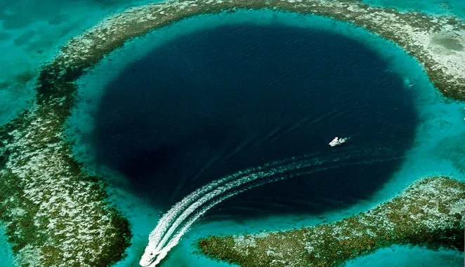Aerial view of Blue Hole Belize
